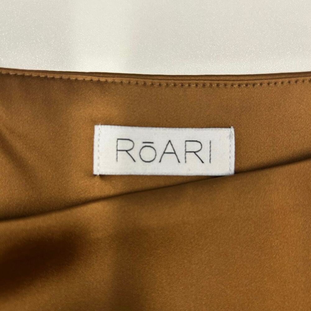 RoAri Mini Skirt Size S Stella Satin Brown Vegan Silk 90s Minimalist Chic Luxe - Picture 4 of 8